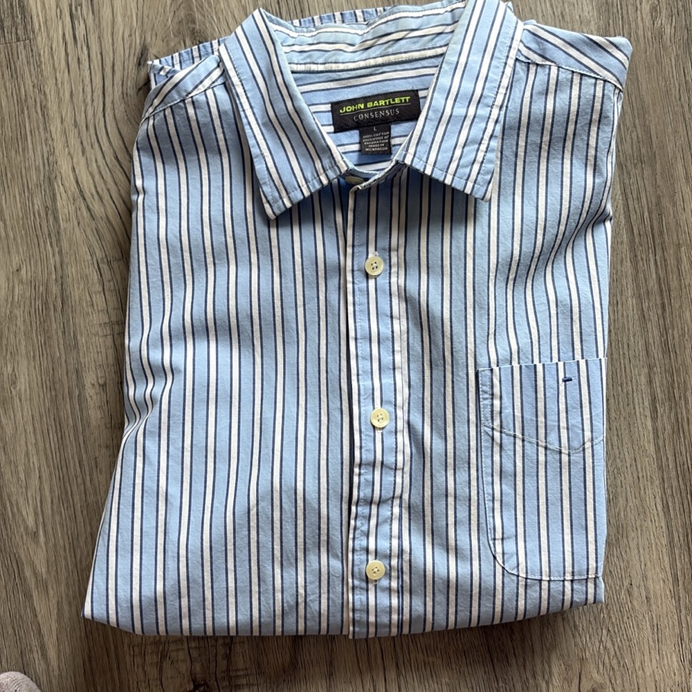 John Bartlett Striped Consensus Long Sleeve Button Up Shirt Mens Large